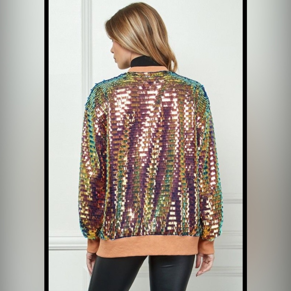 Sequin Bomber Jacket - Multicolor - Picture 2 of 9